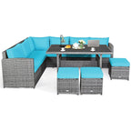 Costway 7-teiliges Dining-Set aus Polyrattan für die Terrasse mit Ecksofa, Couch und Hocker – Details anzeigen