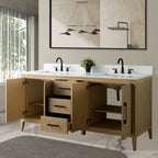 Mobile bagno Vanity Art 72 con doppio lavabo e piano in marmo composito
