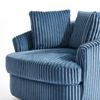 Fauteuil pivotant tonneau surdimensionné de 43 W en velours côtelé moelleux avec accoudoirs encastrés