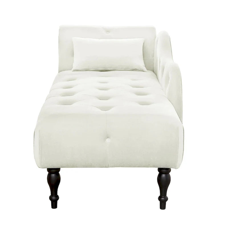 Moderne chaise longue van 60,6 inch met fluwelen bekleding, gecapitonneerde knopen, massief houten poten en sierspijkers