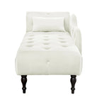 Moderne chaise longue van 60,6 inch met fluwelen bekleding, gecapitonneerde knopen, massief houten poten en sierspijkers