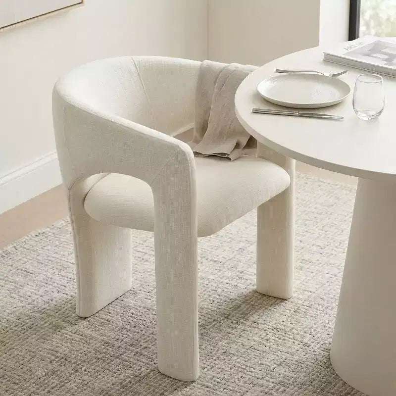 Set da pranzo compatto per 2 persone, sedie imbottite beige, tavolo da pranzo rotondo con piedistallo, arredo moderno compatto per cucina - Panipeachy