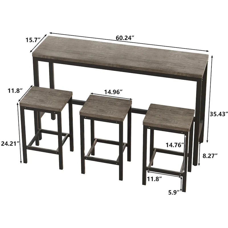 Bistrotisch-Set mit 3 Hockern