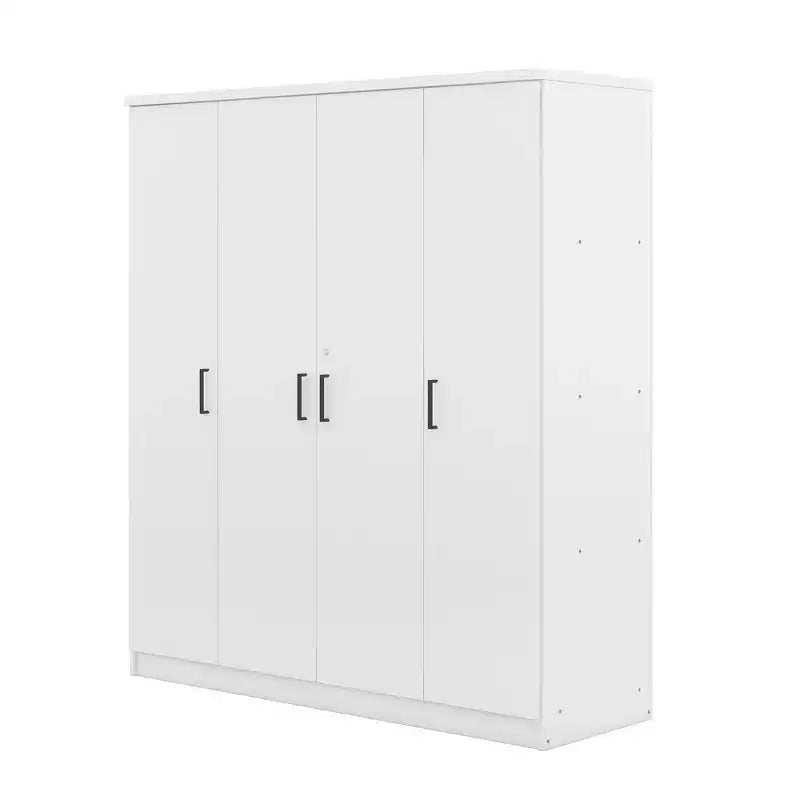 Armoire-penderie en bois à 4 portes avec tringle, 1 tiroir et étagères de rangement