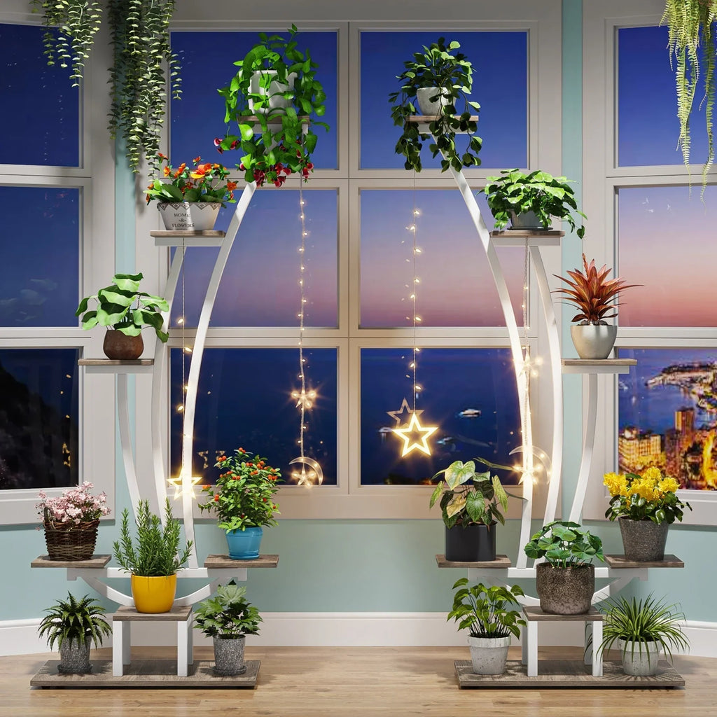 Zimmerpflanzenständer, 6-stöckiges Blumenregal für Haus und Garten – 2er-Set