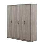 Armoire-penderie en bois à 4 portes avec tringle, 1 tiroir et étagères de rangement