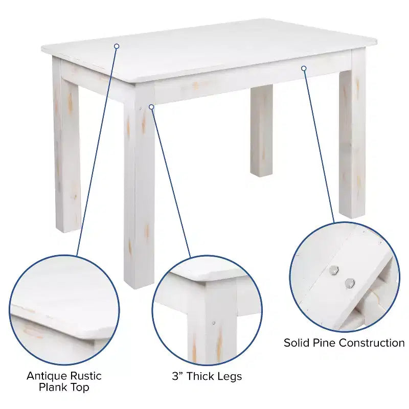 Prostokątny stół do jadalni Flash Furniture 46 x 30 z litej sosny