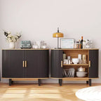 Buffet à façade cannelée de 40 po, meuble de rangement avec porte coulissante et étagère réglable, meubles de rangement modernes de type crédence, console de bar à tambour