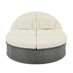 Letto prendisole da esterno per patio, daybed per 2 persone con cuscini e guanciali
