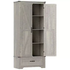 Armoire garde-manger de style champêtre HOMCOM 72 po avec portes de grange, grande armoire de rangement de cuisine avec étagères réglables et tiroir