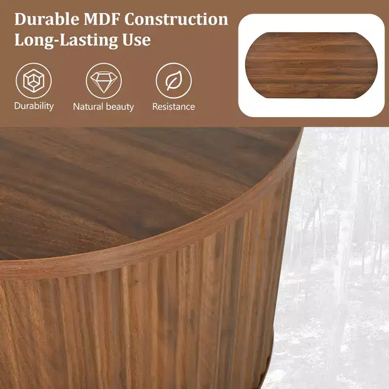 47,2-Zoll-Couchtisch mit Liftfunktion und verborgenem Fach, oval, braun