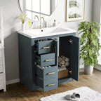 Badkamermeubel voor enkele wastafel van 30 met kast en 3 laden - zwart / blauw / groen / indigo / wit