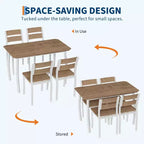 Ensemble table et chaises de cuisine à structure métallique en 5 pièces, avec design chanfreiné