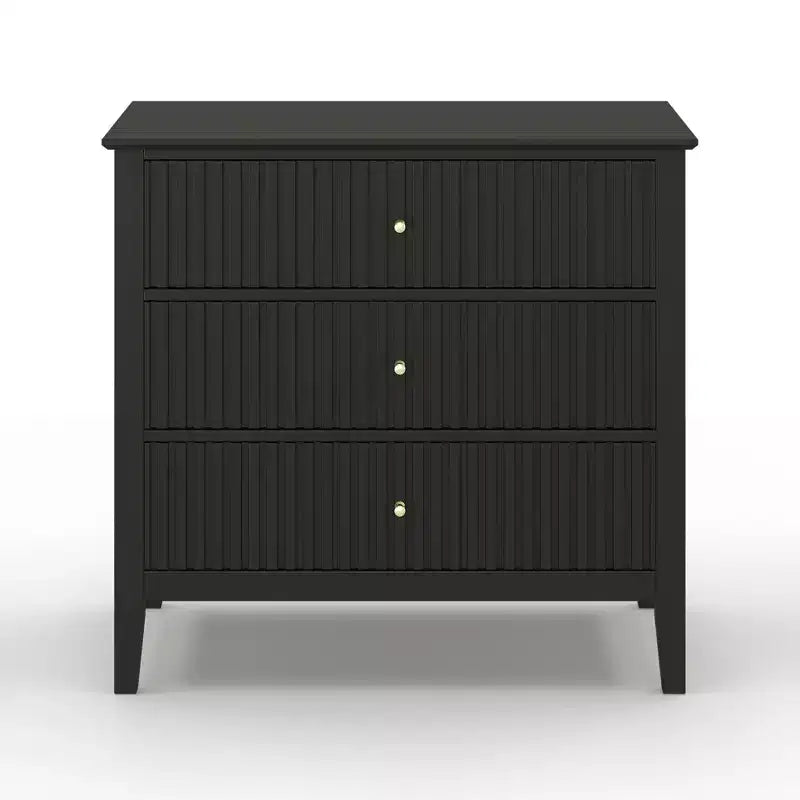Comò Heynemo a 3 cassetti, comodino in legno verniciato alto 30 pollici con contenitore, ampia cassettiera moderna con guide a sfere