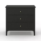 Comò Heynemo a 3 cassetti, comodino in legno verniciato alto 30 pollici con contenitore, ampia cassettiera moderna con guide a sfere