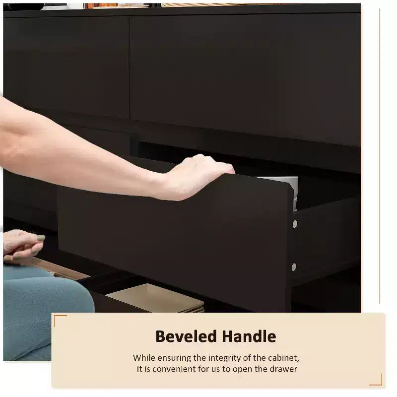 Drehbares/ausziehbares Smart-Buffet-Sideboard mit 6 Schubladen, verlängerter Tischplatte, rutschfester Matte, drehbarem Esstisch und Kücheninsel-Speisekammer