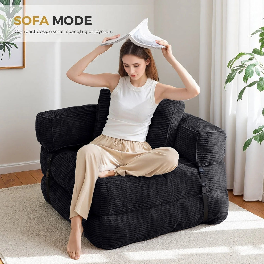 Składana sofa z funkcją spania, narożna sofa podłogowa w kształcie litery L