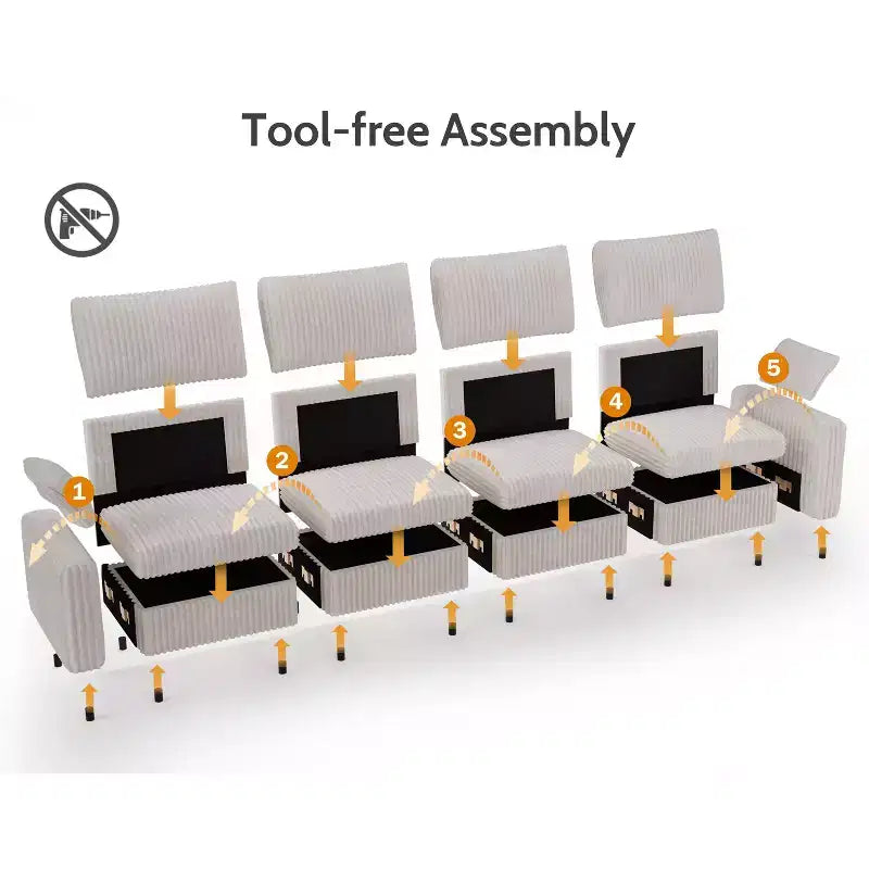 Modulares Cord-Sofaelement von Dyonery mit abnehmbaren, waschbaren Bezügen
