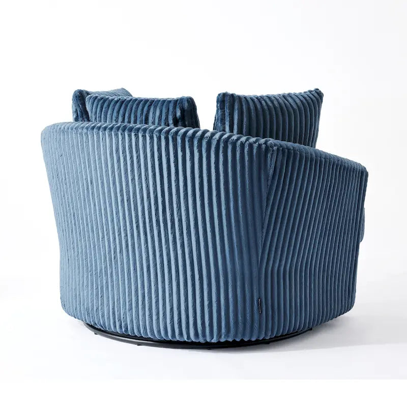 Fauteuil pivotant tonneau surdimensionné de 43 W en velours côtelé moelleux avec accoudoirs encastrés