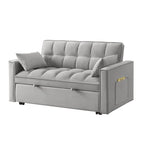 Sofá-cama de 2 lugares 4 em 1 com braços e bolsos de arrumação, sofá-cama extraível multifunções com encosto ajustável