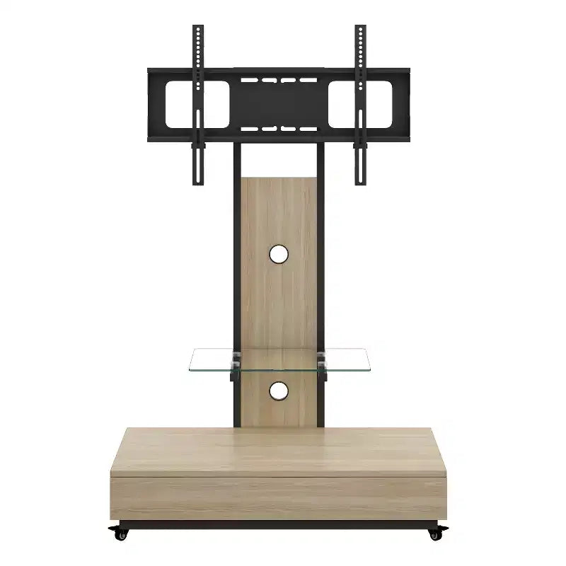 TV stolek pro televizory 32-75, mobilní TV vozík s nastavitelnou výškou, zásuvkou a kolečky do obývacího pokoje, ložnice nebo kanceláře -ModernLuxe