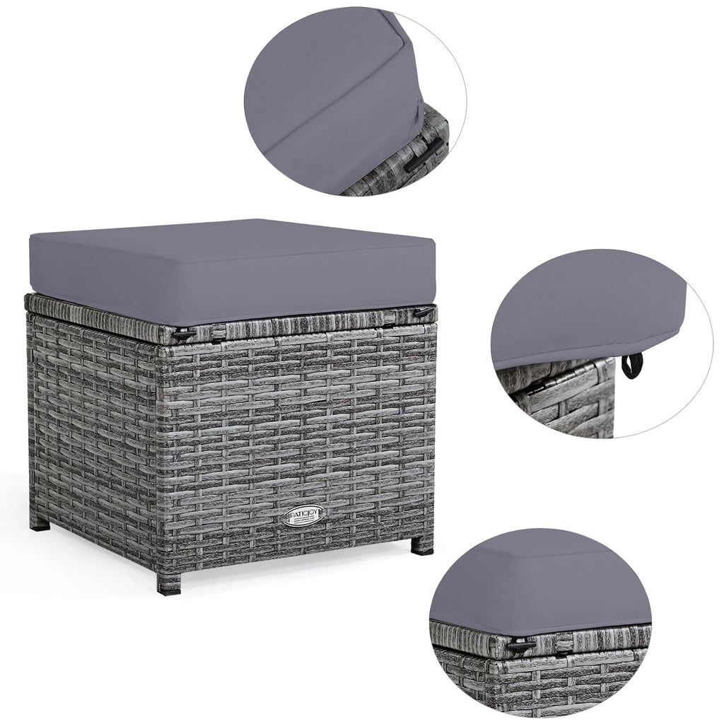 Costway 7-teiliges Dining-Set aus Polyrattan für die Terrasse mit Ecksofa, Couch und Hocker – Details anzeigen