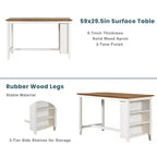 Conjunto Homy Casa de mesa de jantar e cadeiras de 5 peças, de altura de balcão, com prateleiras de arrumação, branco e nogueira, estilo quinta moderna