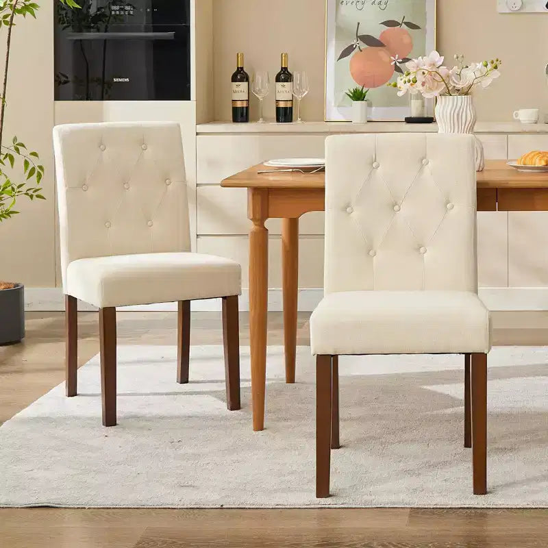 Parsons-Esszimmerstühle mit Knopfheftung, Set aus 6/4 Stück – gepolsterte Küchenstühle aus Stoff mit Holzbeinen und gepolsterten Sitzen – moderner Stil