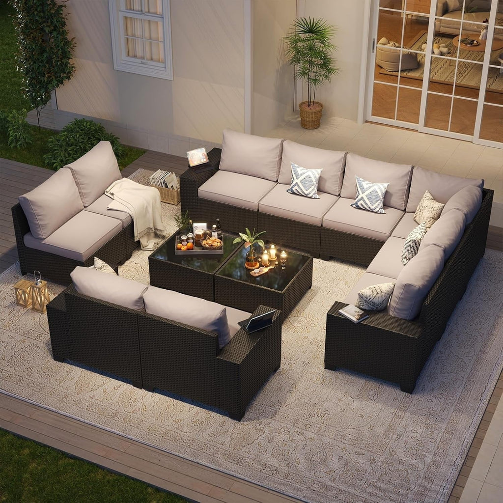 Ensemble de mobilier de terrasse extérieur avec coussins épaissis de 10 cm