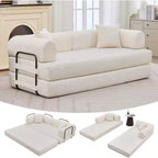 4-in-1-Schlafsofa, 79 Zoll rahmenlose Faltbodenmatratze aus Cord mit Kissen, ohne Montage, Loveseat für kleine Wohnungen