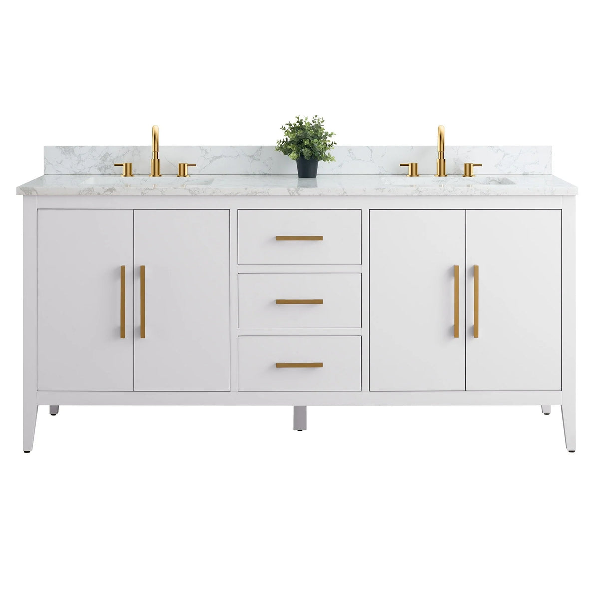 Mobile bagno Vanity Art 72 con doppio lavabo e piano in marmo composito