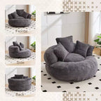 Sitzsack-Sofa für Erwachsene und Kinder, übergroßer Cord-Sitzsack mit 3 Kissen und Armlehne für Wohnzimmer oder Schlafzimmer