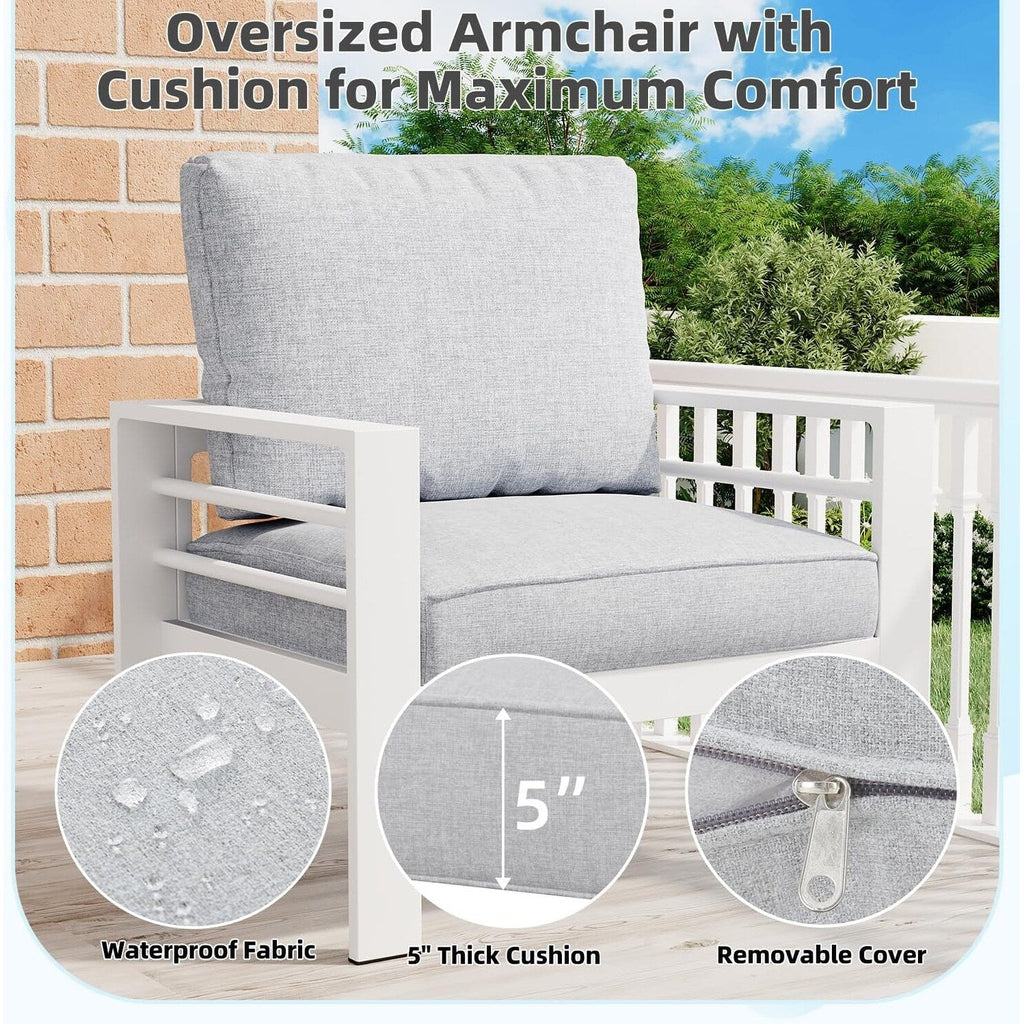 AECOJOY 7-delige aluminium tuinmeubelset voor buiten, loungeset