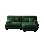 Sofá de dois lugares em forma de L, sofá modular em chenille com almofadas lombares