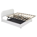 Letto imbottito matrimoniale con contenitore sollevabile - bianco