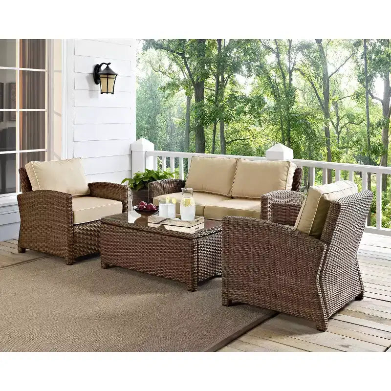 Conjunto de conversação de exterior em vime com 4 peças Bradenton - Crosley