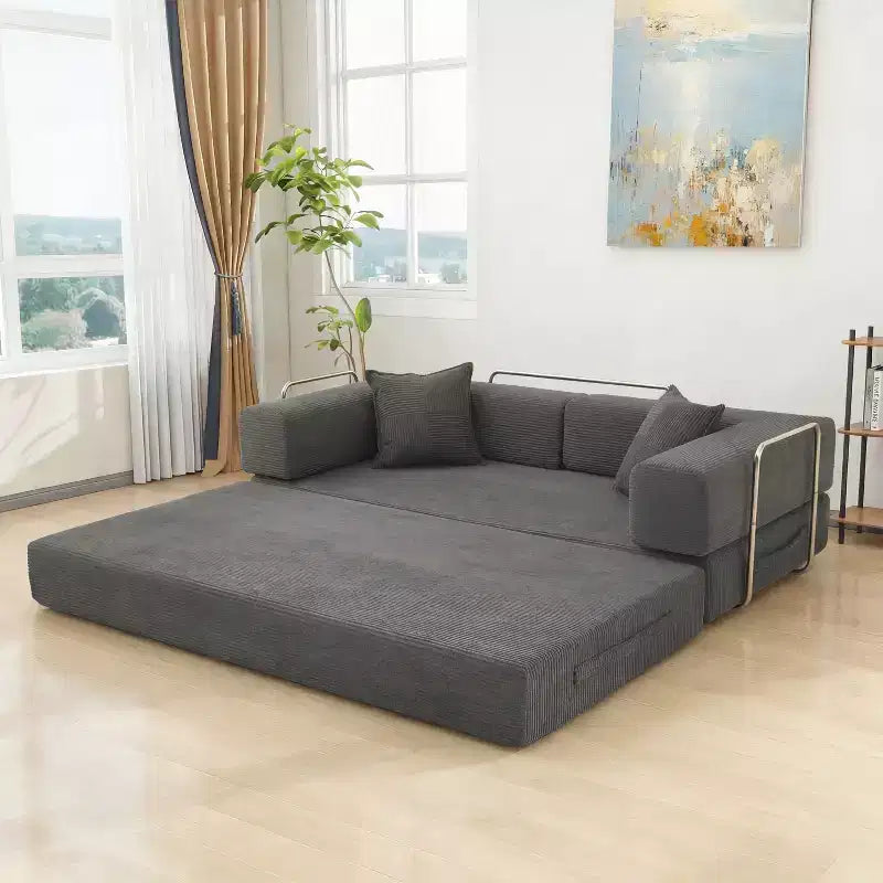 Dyonery 78 Skládací rozkládací pohovka, konvertibilní manželská postel z manšestru, modulární pohovka 4 v 1 pro vlastní sestavení, pohodlná rozkládací pohovka na podlahu.