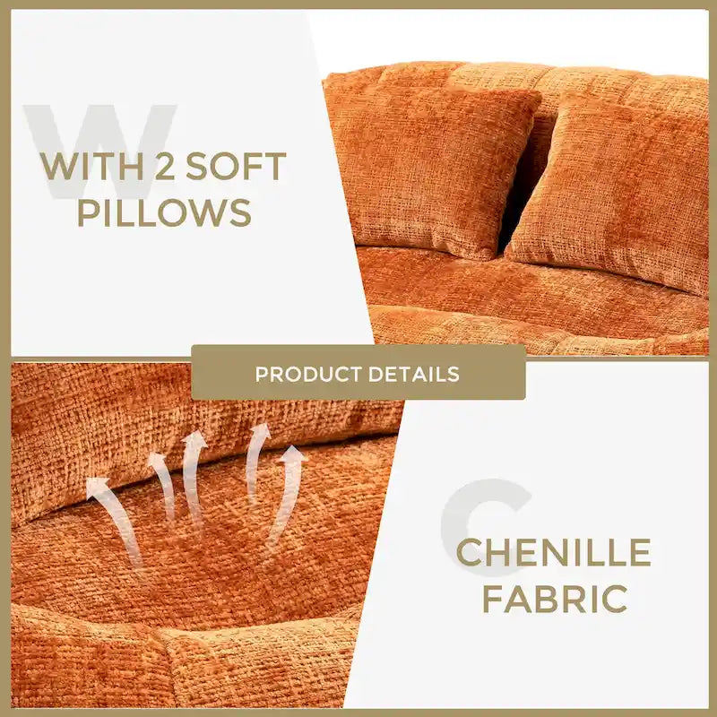 GDFStudio - Sofá descontraído Laurel em chenille para 2 pessoas, com espuma de alta densidade e conforto extra