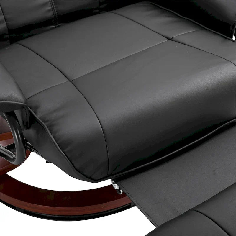 Fauteuil inclinable HomCom en similicuir, réglable, à base pivotante et commande manuelle, avec repose-pieds confortable et relaxant
