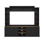 Ensemble mural de centre multimédia de style ferme 4-en-1 ModernLuxe, compatible avec les téléviseurs jusqu'à 70 pouces, meuble TV avec étagères réglables et tiroirs