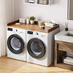 Plan de travail pour lave-linge et sèche-linge, plateau de buanderie avec rebord surélevé et tapis antidérapant pour panier à linge, rangement et organisation de la buanderie