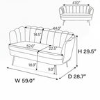 Kleines Mini-Sofa für zwei Personen mit goldenem Metallbein – 2 Sitzplätze