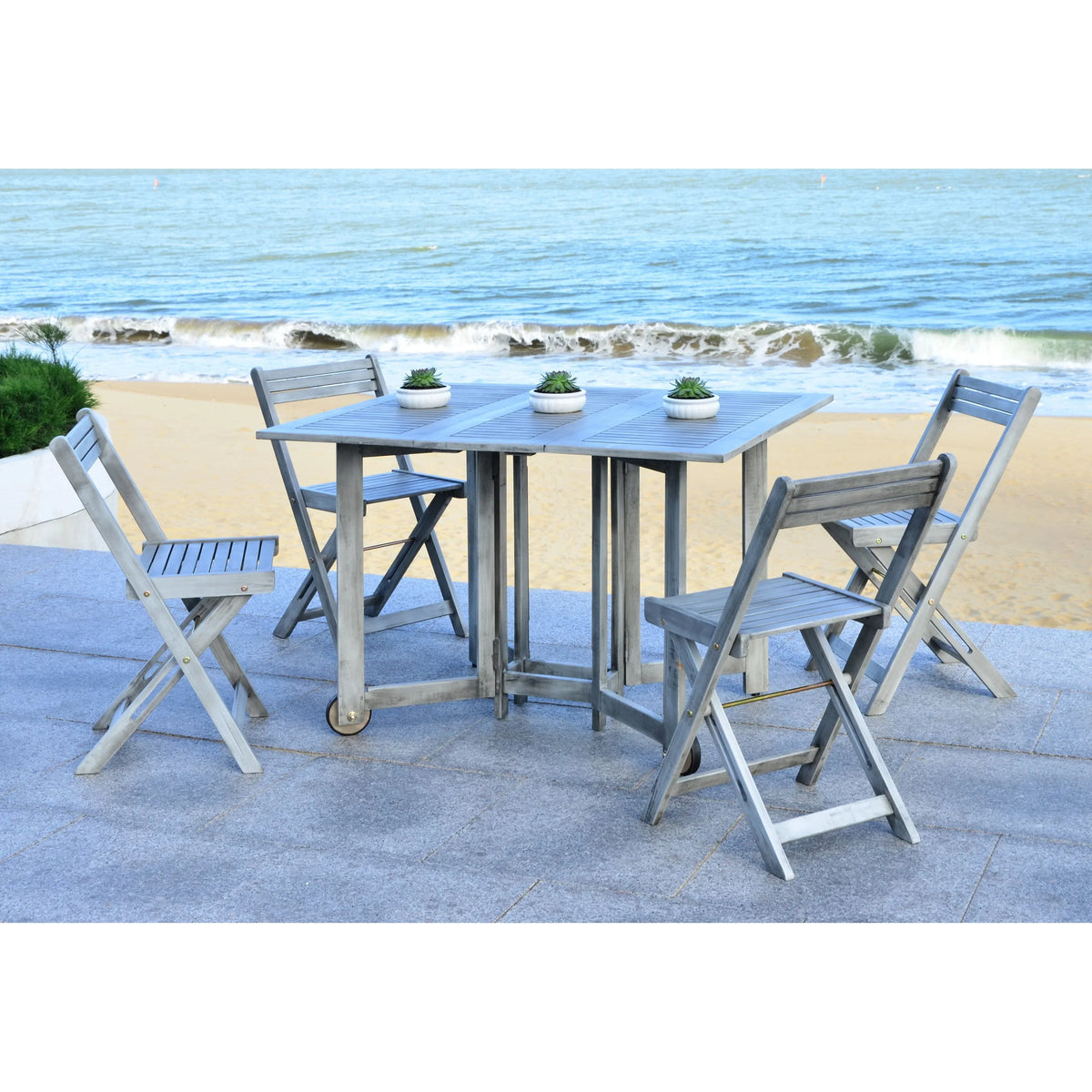 SAFAVIEH Outdoor Brandy 5dílná sestava venkovního jídelního stolu - 43Wx35Dx29H