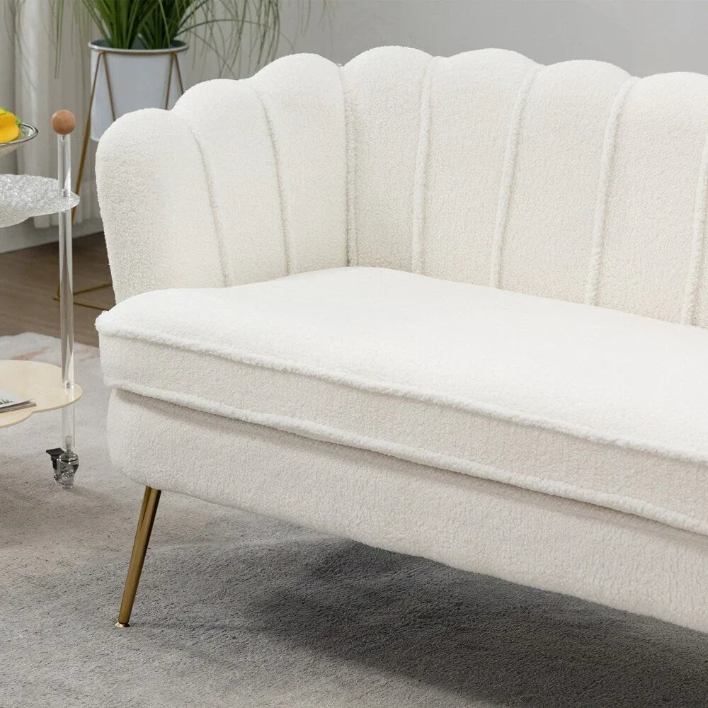 Kleines Mini-Sofa für zwei Personen mit goldenem Metallbein – 2 Sitzplätze