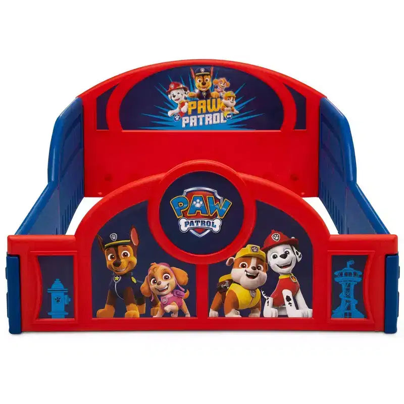 Plastová dětská postel Delta Children na spaní a hraní s připevněnými ochrannými zábranami - PAW Patrol