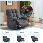 Handmatige relaxfauteuil, ergonomische ademende stoffen fauteuil met zijvakken, eenpersoonsbank, geschikt voor woonkamer en slaapkamer