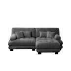 Sofá de dois lugares em forma de L, sofá modular em chenille com almofadas lombares