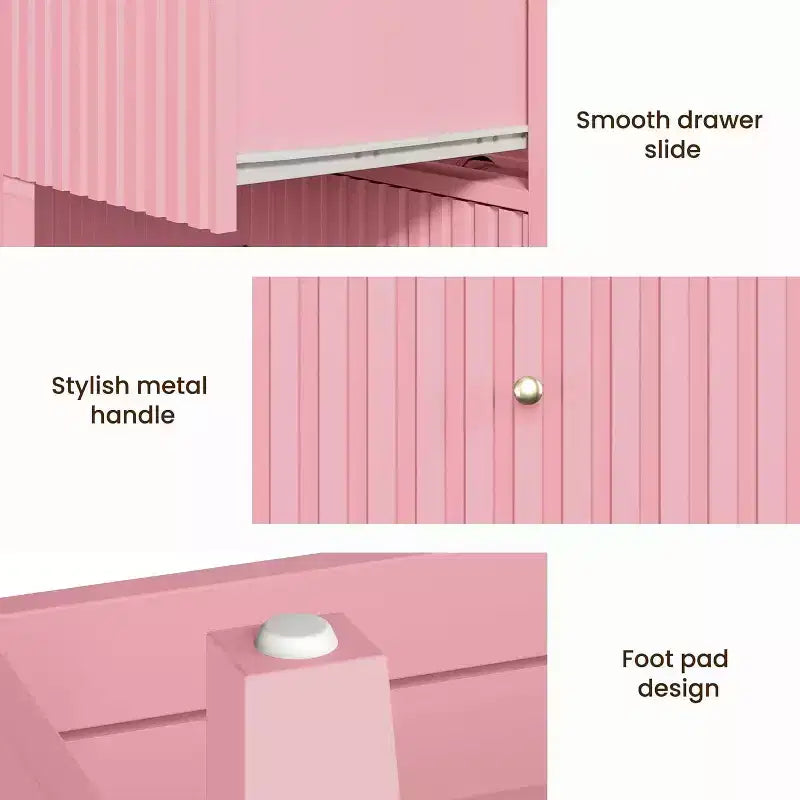 Comò Heynemo a 3 cassetti, comodino in legno verniciato alto 30 pollici con contenitore, ampia cassettiera moderna con guide a sfere