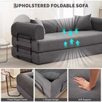 2-in-1 slaapbank, comfortabele opklapbare corduroy-slaapbank met diepe zitting en brede armleuningen, bank zonder frame voor woonkamer en appartementen