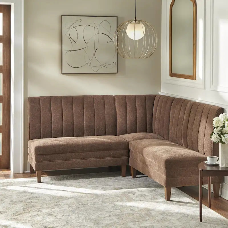 Conjunto de banqueta estofada de 3 peças Lifestorey Kerrington com costas caneladas